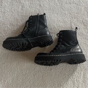 Harley Black Leather Combat Boots